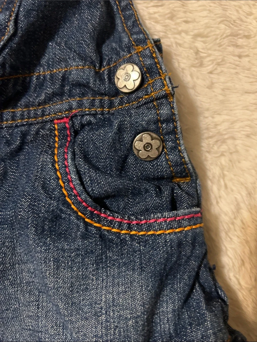 Carter's Dark Blue Denim Ruffle Overalls